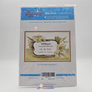 Maydear Birth Memorial Cross Stitch Kit Pre-Printed Fabric